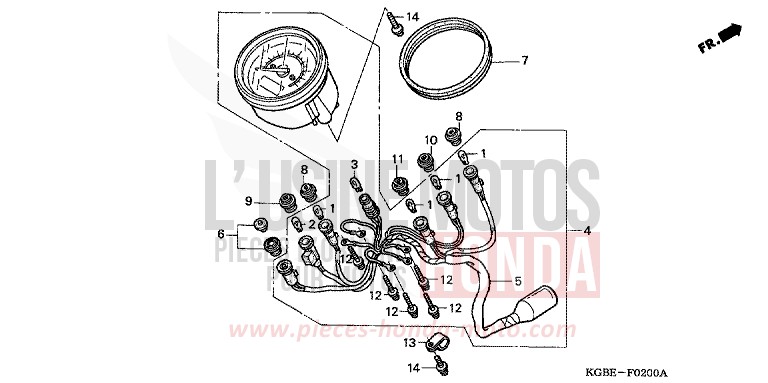 METER for Shadow VT125C MYSTERY RED METALLIC (R231) from 2001